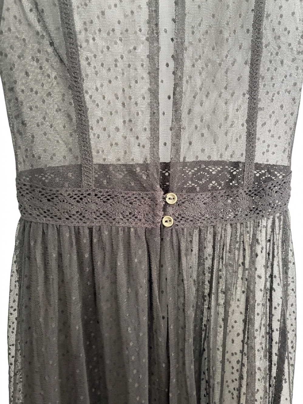 Black mesh Maxi Dress  Large Sheer Floral Embroidered Kimono Cover up - Picture 7 of 10